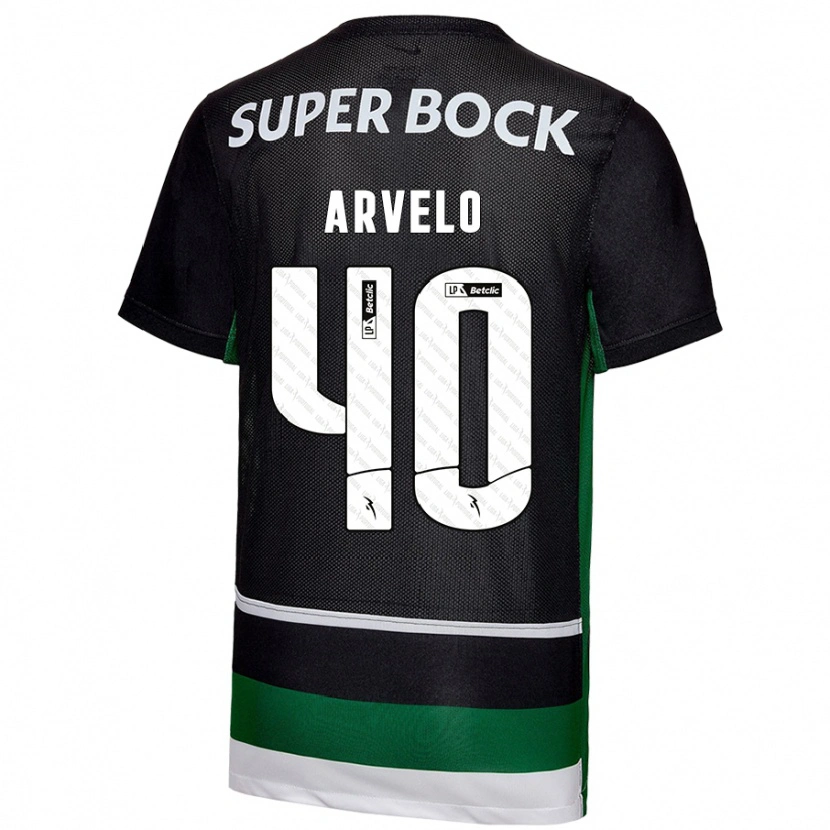 Danxen Niño Camiseta Adam Arvelo #40 Negro Blanco Verde 1ª Equipación 2024/25 La Camisa México