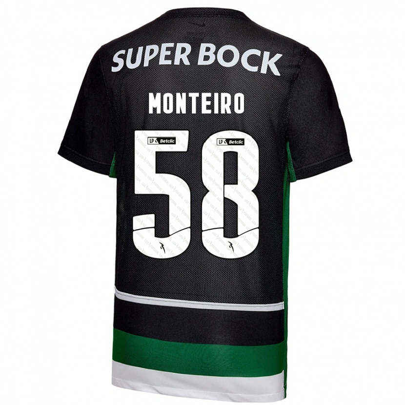 Danxen Niño Camiseta David Monteiro #58 Negro Blanco Verde 1ª Equipación 2024/25 La Camisa México