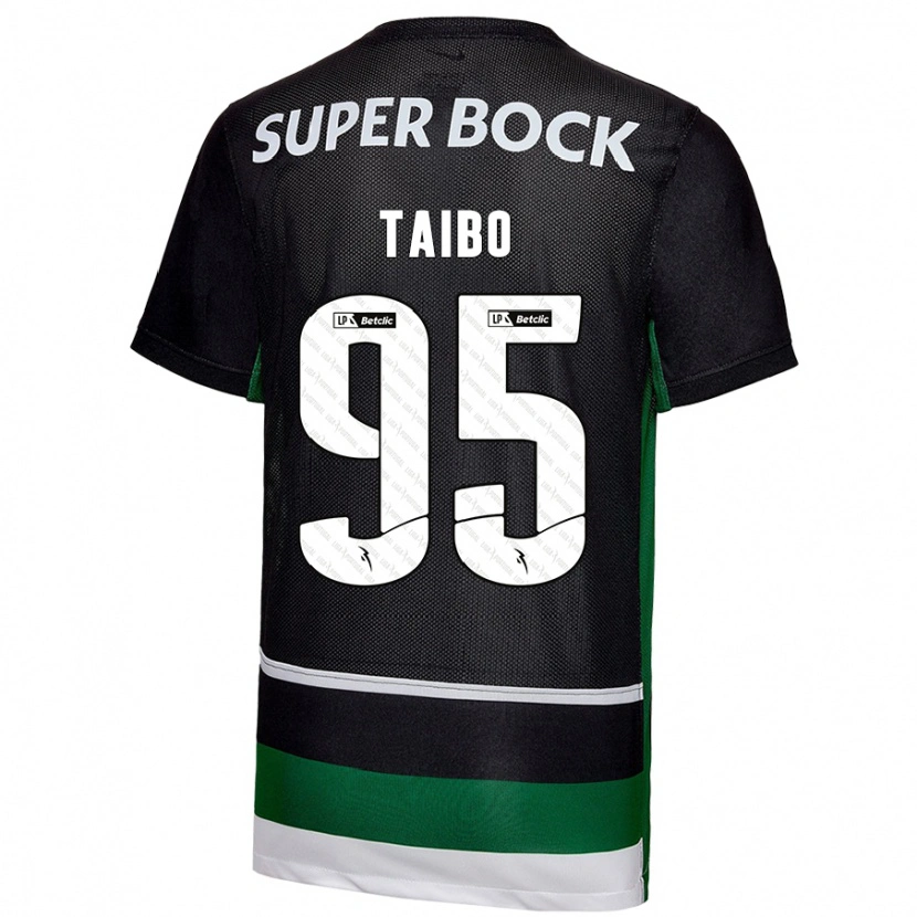 Danxen Niño Camiseta Lucas Taibo #95 Negro Blanco Verde 1ª Equipación 2024/25 La Camisa México