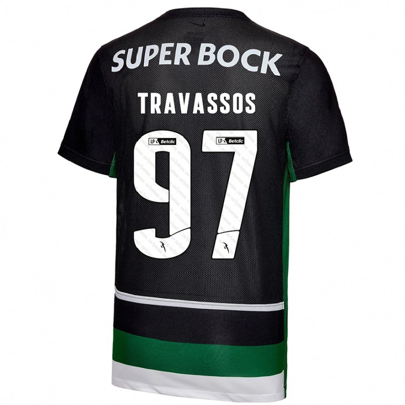 Danxen Niño Camiseta Travassos #97 Negro Blanco Verde 1ª Equipación 2024/25 La Camisa México