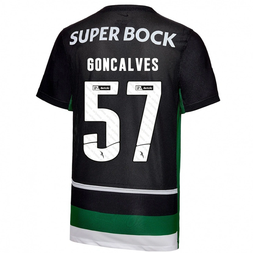 Danxen Niño Camiseta Inês Gonçalves #57 Negro Blanco Verde 1ª Equipación 2024/25 La Camisa México
