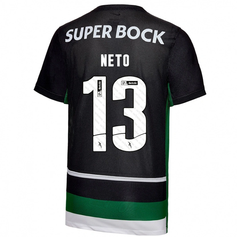 Danxen Niño Camiseta Luís Neto #13 Negro Blanco Verde 1ª Equipación 2024/25 La Camisa México