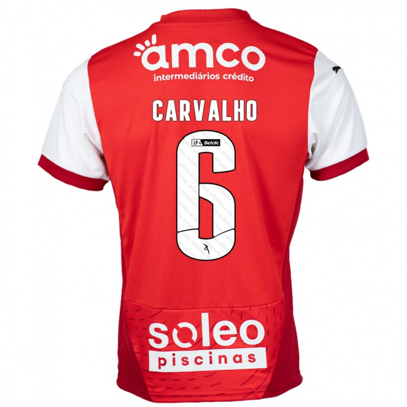 Danxen Niño Camiseta Vitor Carvalho #6 Rojo Blanco 1ª Equipación 2024/25 La Camisa México
