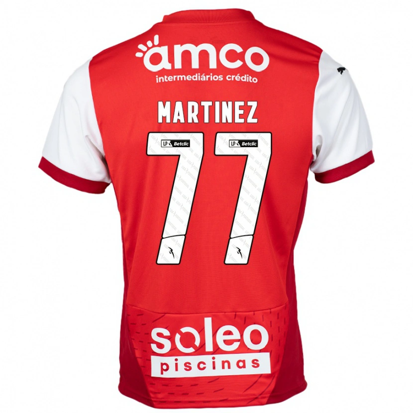 Danxen Niño Camiseta Gabri Martínez #77 Rojo Blanco 1ª Equipación 2024/25 La Camisa México