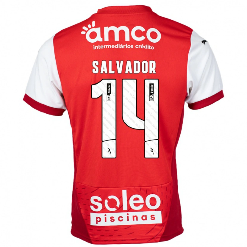 Danxen Niño Camiseta João Salvador #14 Rojo Blanco 1ª Equipación 2024/25 La Camisa México