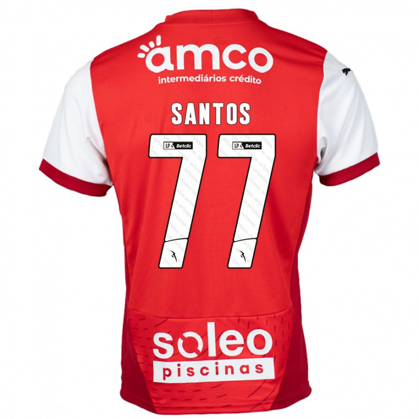 Danxen Niño Camiseta Edu Santos #77 Rojo Blanco 1ª Equipación 2024/25 La Camisa México