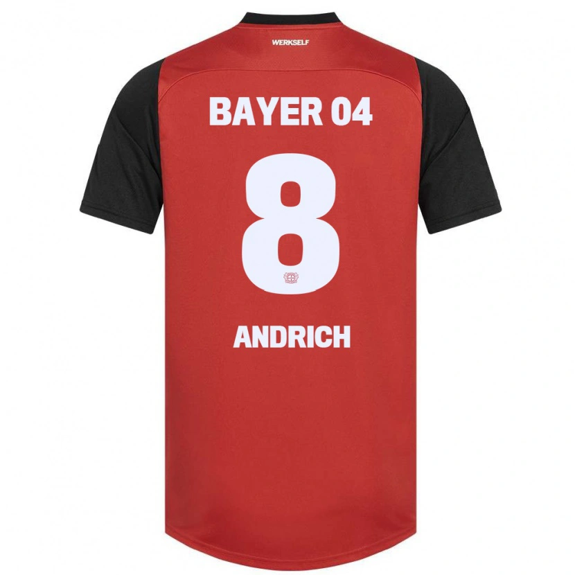 Danxen Niño Camiseta Robert Andrich #8 Rojo Negro 1ª Equipación 2024/25 La Camisa México