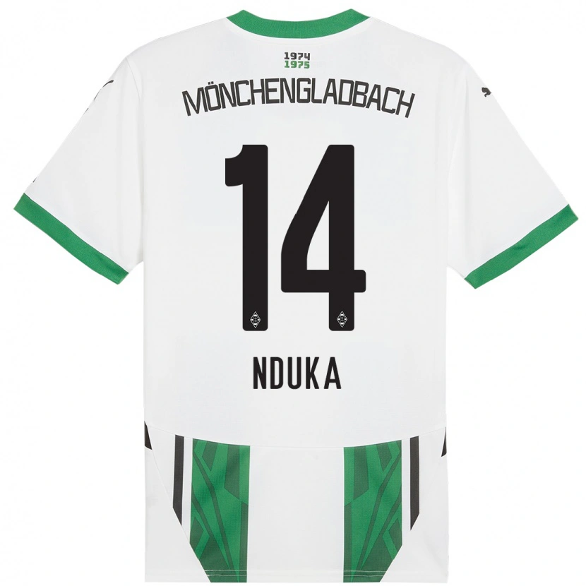 Danxen Niño Camiseta Michael Nduka #14 Blanco Verde 1ª Equipación 2024/25 La Camisa México