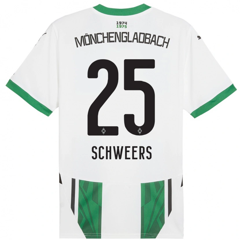 Danxen Niño Camiseta Lion Schweers #25 Blanco Verde 1ª Equipación 2024/25 La Camisa México