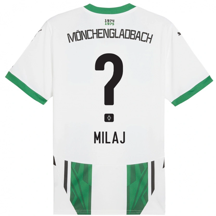 Danxen Niño Camiseta Adonis Milaj #0 Blanco Verde 1ª Equipación 2024/25 La Camisa México