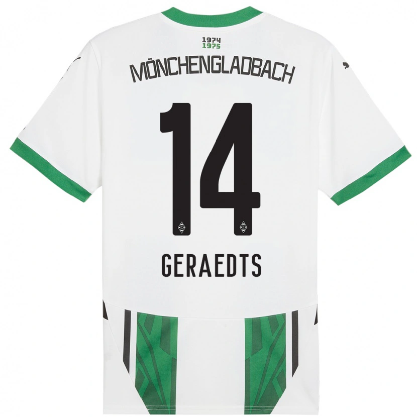 Danxen Niño Camiseta Kelsey Geraedts #14 Blanco Verde 1ª Equipación 2024/25 La Camisa México
