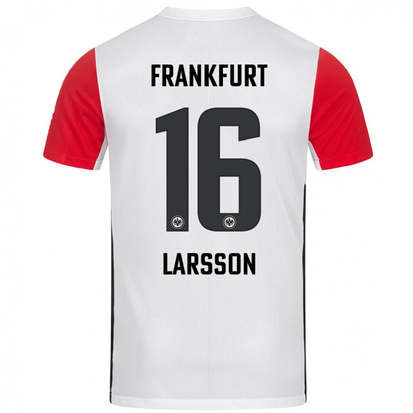 Danxen Niño Camiseta Hugo Larsson #16 Blanco Rojo 1ª Equipación 2024/25 La Camisa México