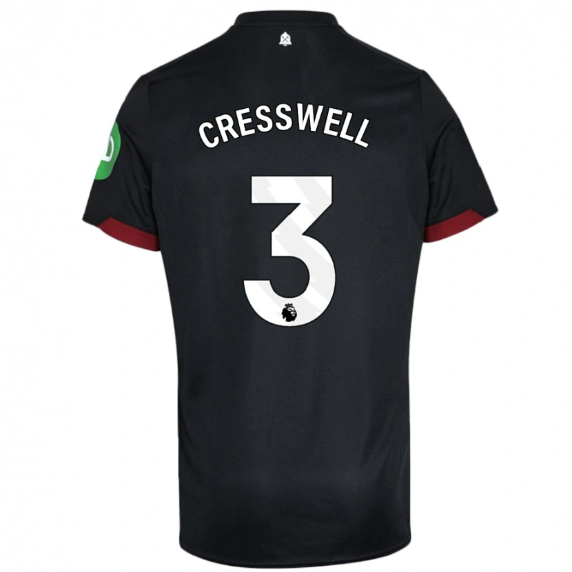 Danxen Niño Camiseta Aaron Cresswell #3 Negro Blanco 2ª Equipación 2024/25 La Camisa México