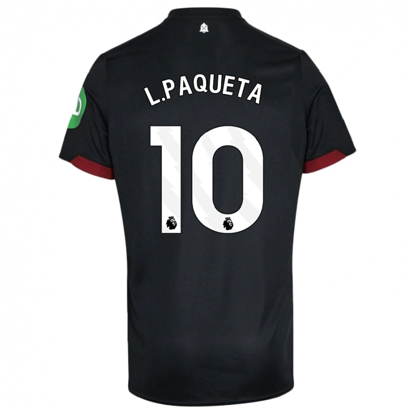 Danxen Niño Camiseta Lucas Paquetá #10 Negro Blanco 2ª Equipación 2024/25 La Camisa México