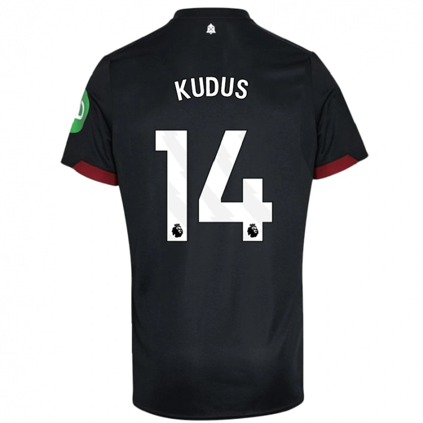 Danxen Niño Camiseta Mohammed Kudus #14 Negro Blanco 2ª Equipación 2024/25 La Camisa México