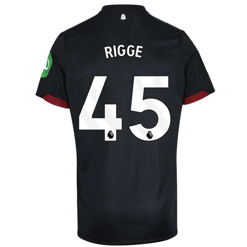 Danxen Niño Camiseta Daniel Rigge #45 Negro Blanco 2ª Equipación 2024/25 La Camisa México