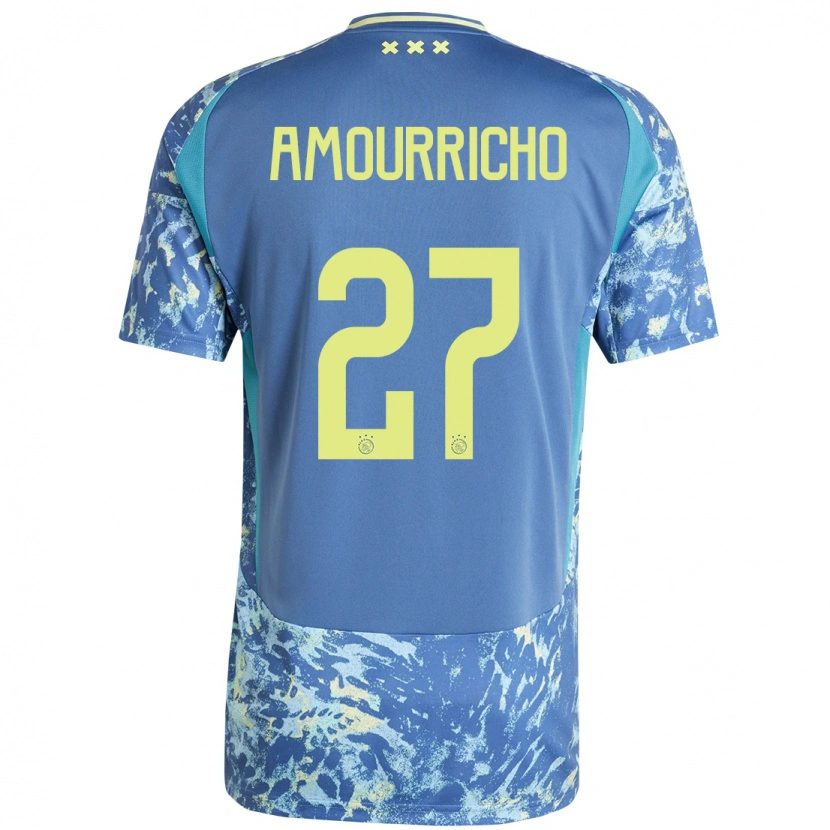 Danxen Niño Camiseta Amourricho Van Axel-Dongen #27 Gris Azul Amarillo 2ª Equipación 2024/25 La Camisa México
