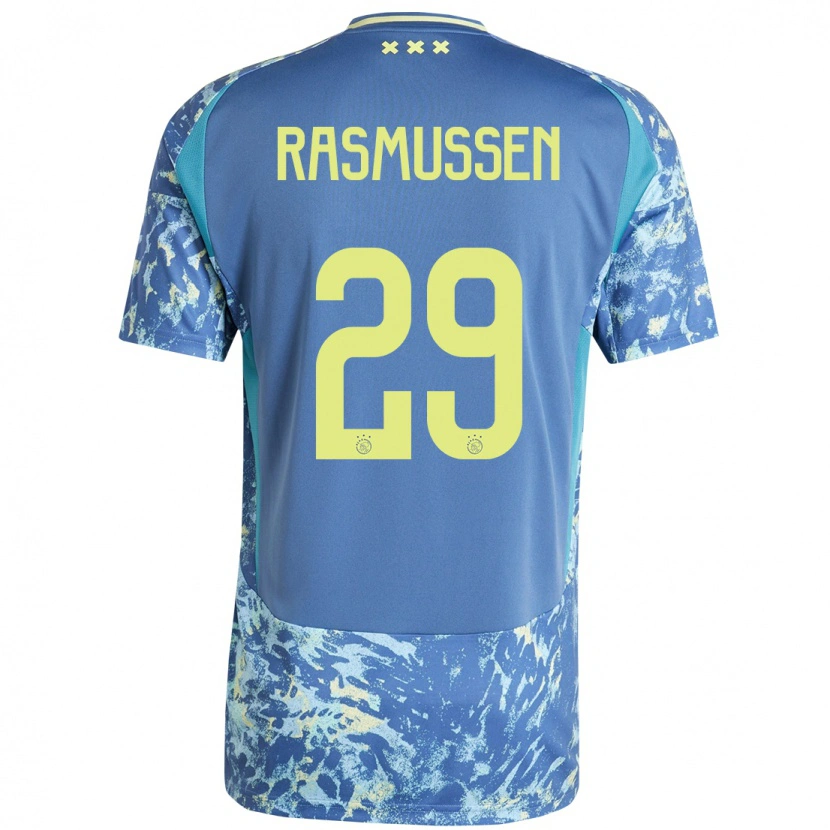 Danxen Niño Camiseta Christian Rasmussen #29 Gris Azul Amarillo 2ª Equipación 2024/25 La Camisa México
