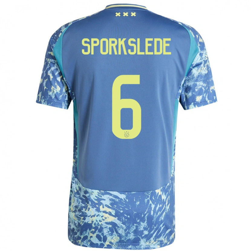 Danxen Niño Camiseta Fabian Sporkslede #6 Gris Azul Amarillo 2ª Equipación 2024/25 La Camisa México
