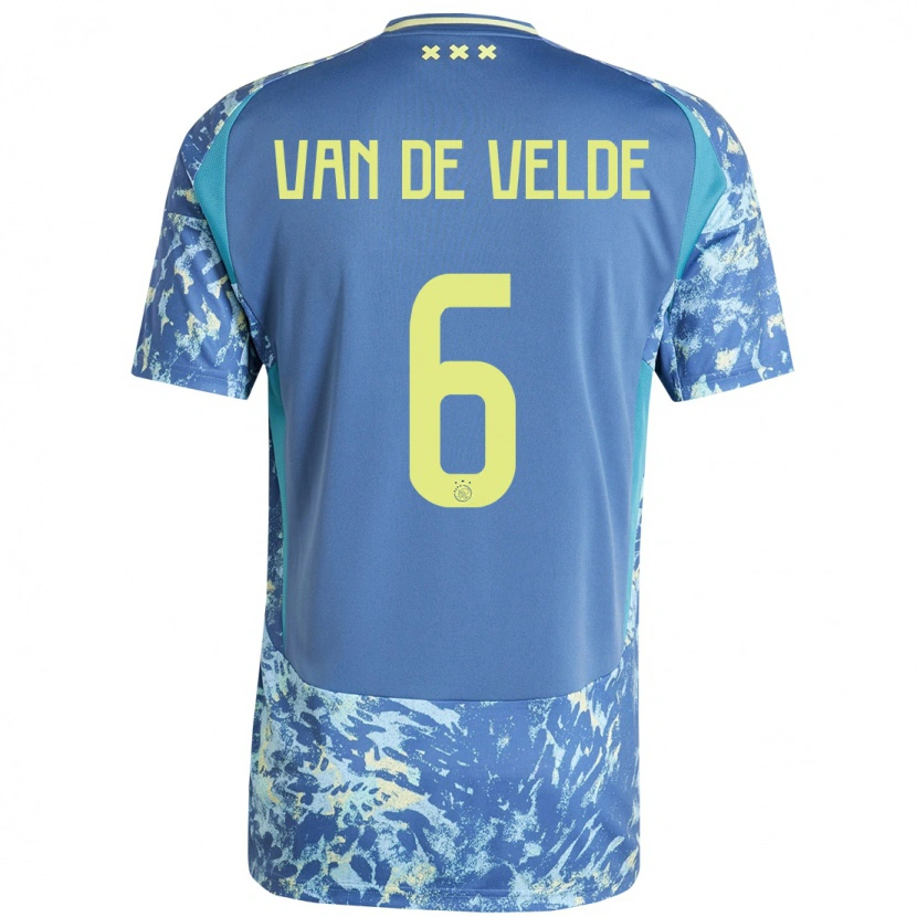Danxen Niño Camiseta Jonna Van De Velde #6 Gris Azul Amarillo 2ª Equipación 2024/25 La Camisa México