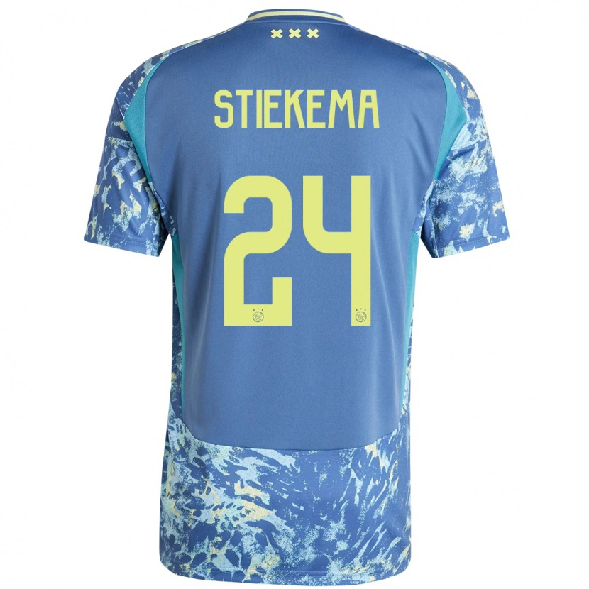 Danxen Niño Camiseta Iris Stiekema #24 Gris Azul Amarillo 2ª Equipación 2024/25 La Camisa México