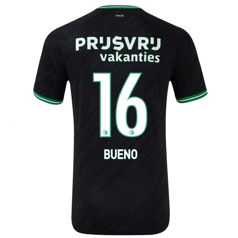 Danxen Niño Camiseta Hugo Bueno #16 Negro Verde 2ª Equipación 2024/25 La Camisa México