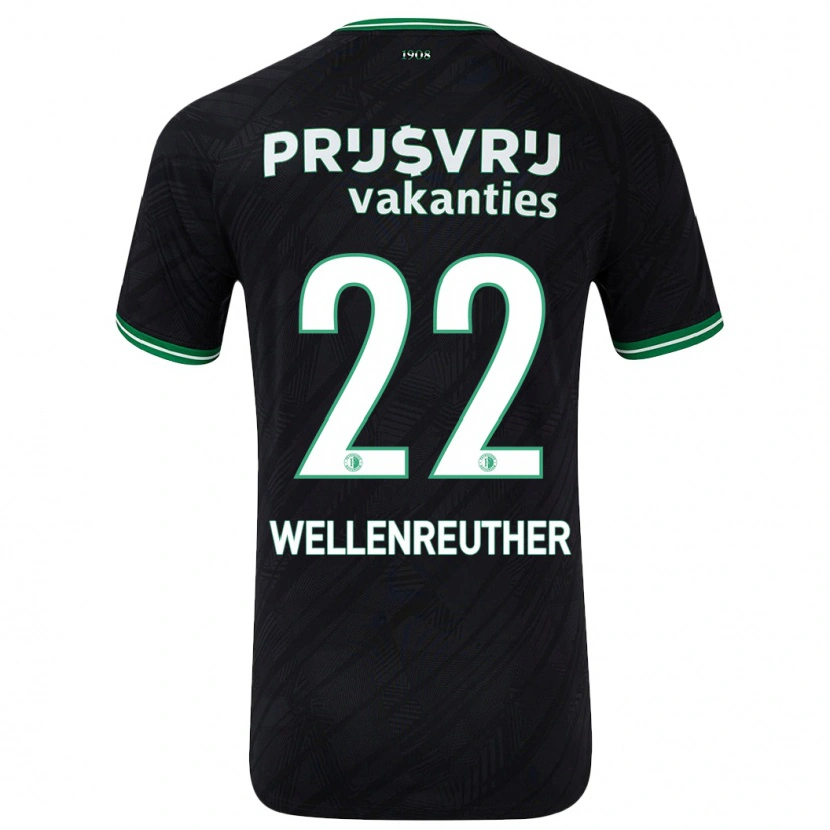Danxen Niño Camiseta Timon Wellenreuther #22 Negro Verde 2ª Equipación 2024/25 La Camisa México