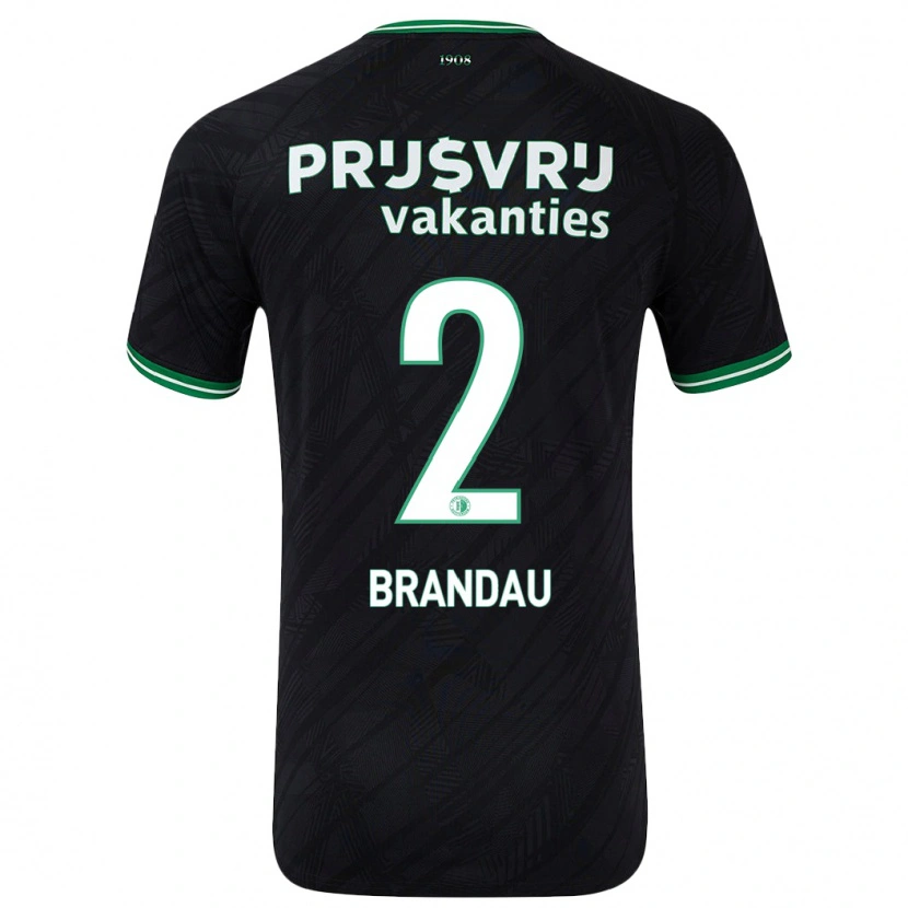 Danxen Niño Camiseta Justine Brandau #2 Negro Verde 2ª Equipación 2024/25 La Camisa México