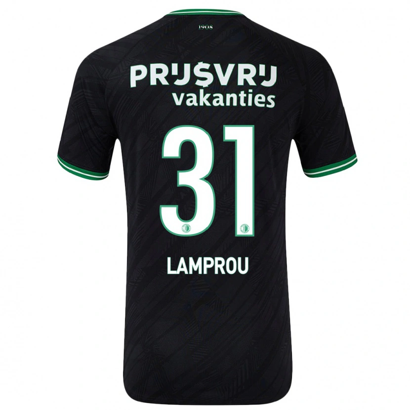 Danxen Niño Camiseta Kostas Lamprou #31 Negro Verde 2ª Equipación 2024/25 La Camisa México