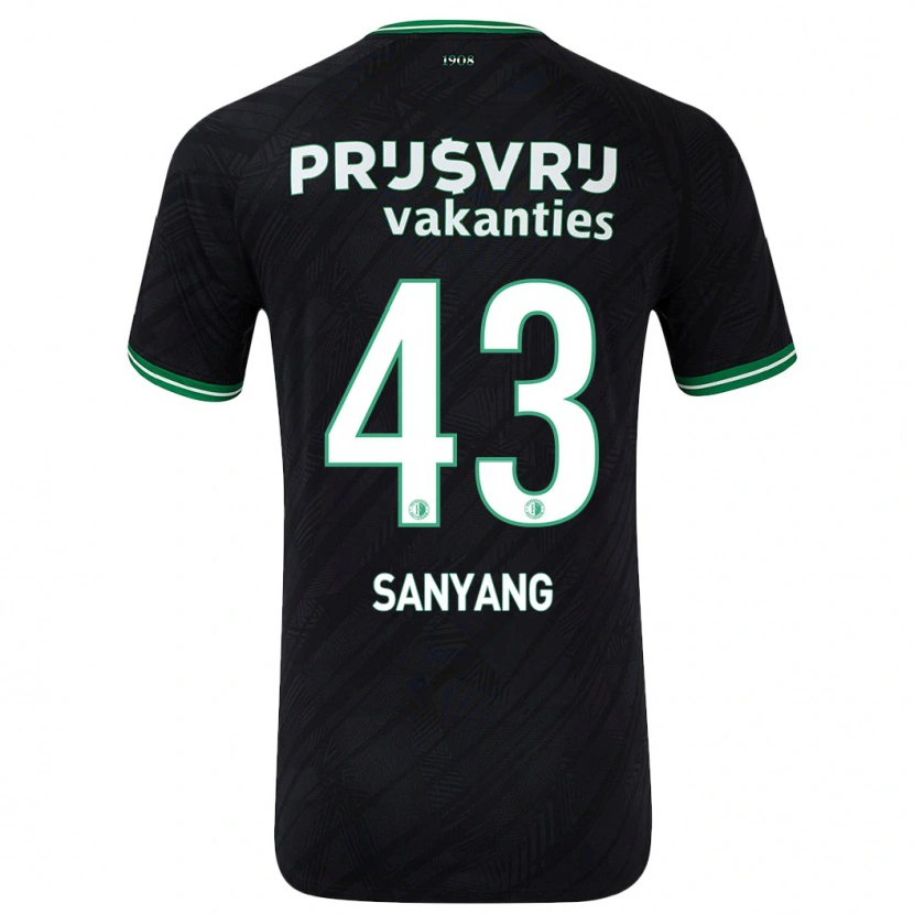 Danxen Niño Camiseta Amadou-David Sanyang #43 Negro Verde 2ª Equipación 2024/25 La Camisa México