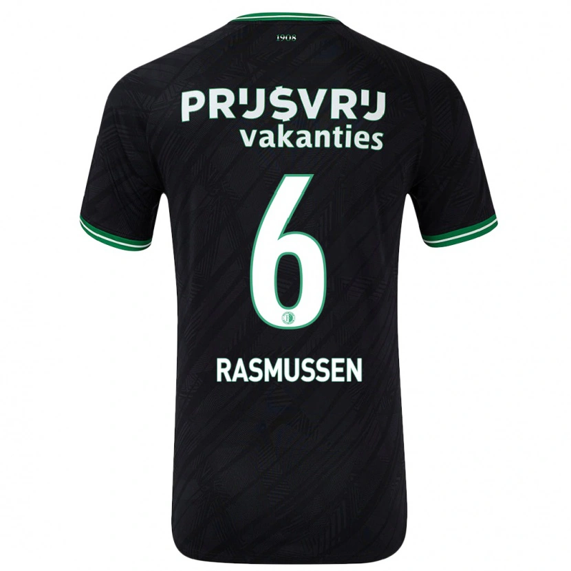 Danxen Niño Camiseta Jacob Rasmussen #6 Negro Verde 2ª Equipación 2024/25 La Camisa México