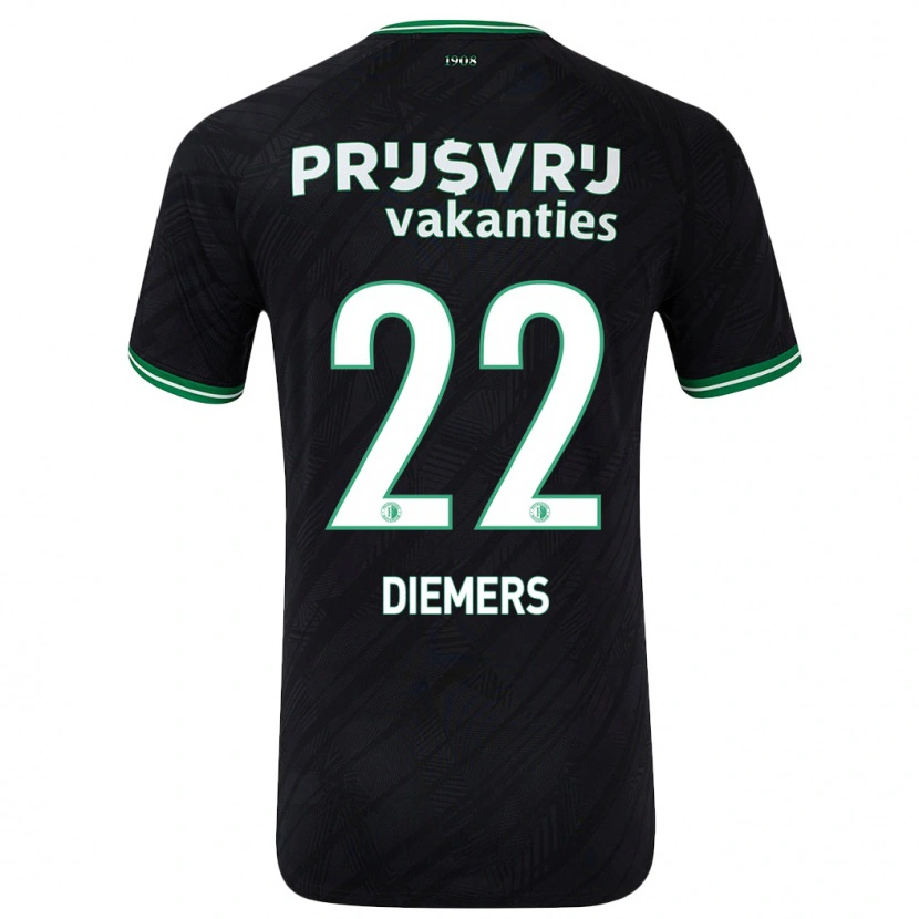 Danxen Niño Camiseta Mark Diemers #22 Negro Verde 2ª Equipación 2024/25 La Camisa México