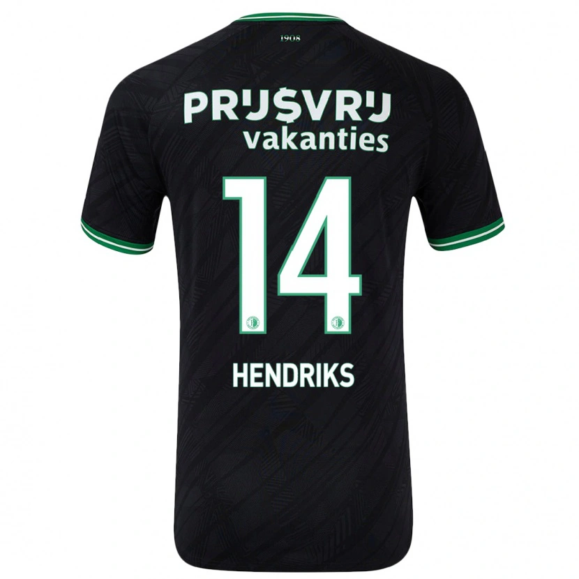 Danxen Niño Camiseta Kim Hendriks #14 Negro Verde 2ª Equipación 2024/25 La Camisa México