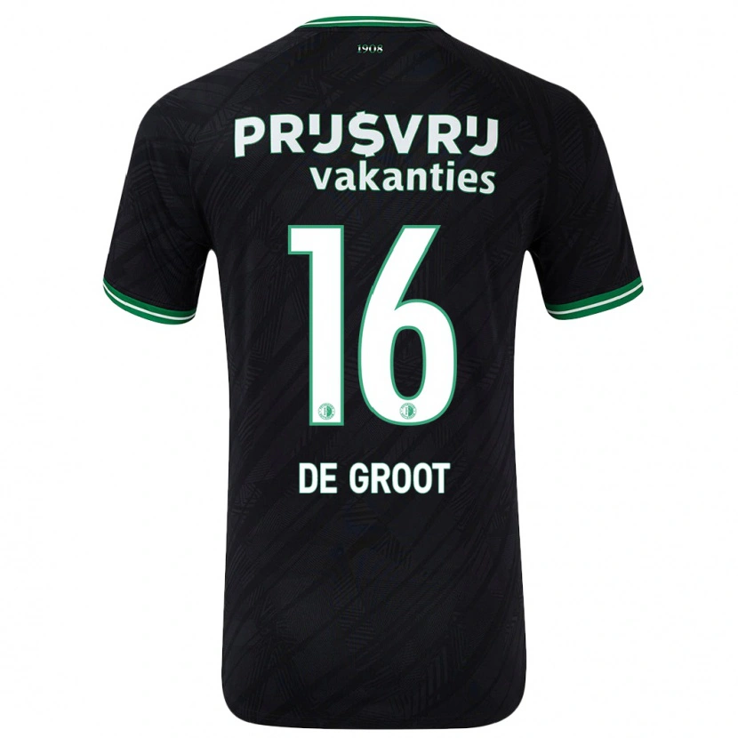 Danxen Niño Camiseta Jasmijn De Groot #16 Negro Verde 2ª Equipación 2024/25 La Camisa México