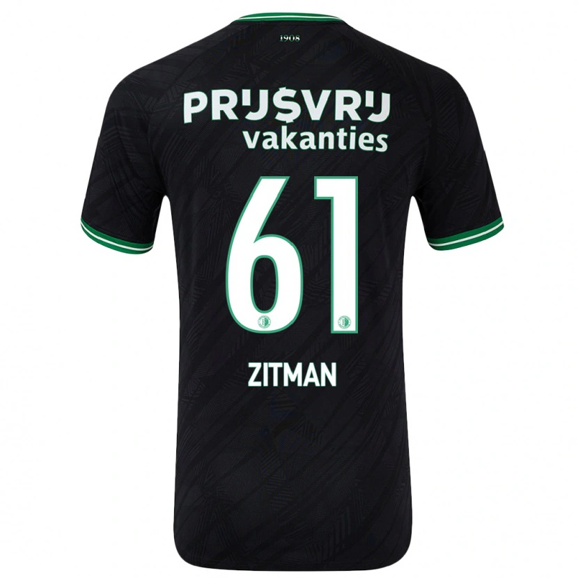 Danxen Niño Camiseta Sven Zitman #61 Negro Verde 2ª Equipación 2024/25 La Camisa México