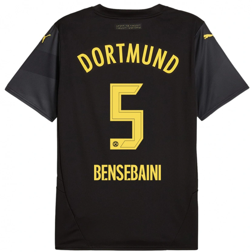 Danxen Niño Camiseta Ramy Bensebaini #5 Negro Amarillo 2ª Equipación 2024/25 La Camisa México
