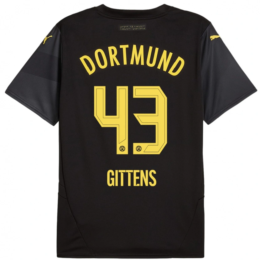 Danxen Niño Camiseta Jamie Gittens #43 Negro Amarillo 2ª Equipación 2024/25 La Camisa México