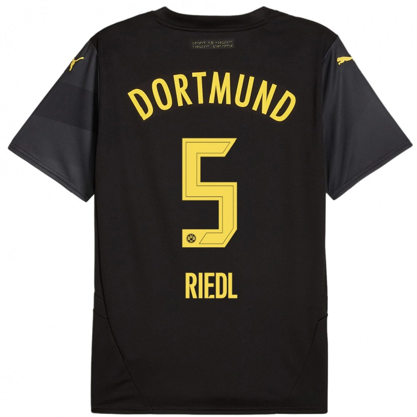 Danxen Niño Camiseta Jan-Luca Riedl #5 Negro Amarillo 2ª Equipación 2024/25 La Camisa México