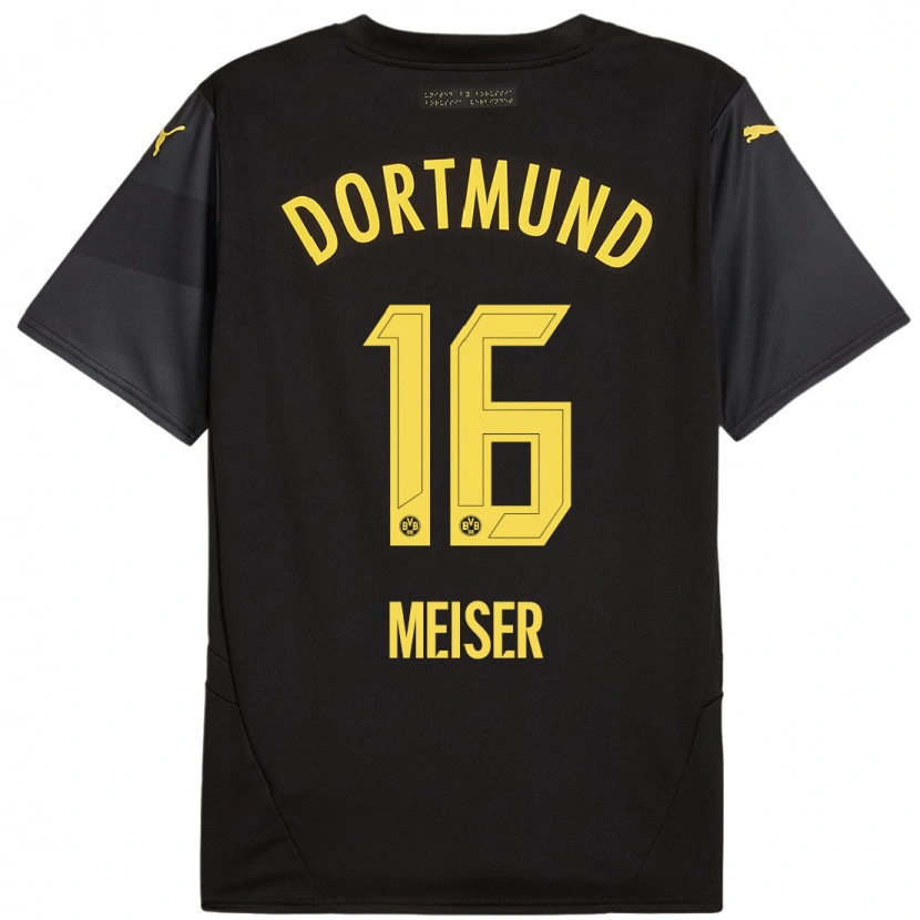 Danxen Niño Camiseta Tyler Meiser #16 Negro Amarillo 2ª Equipación 2024/25 La Camisa México
