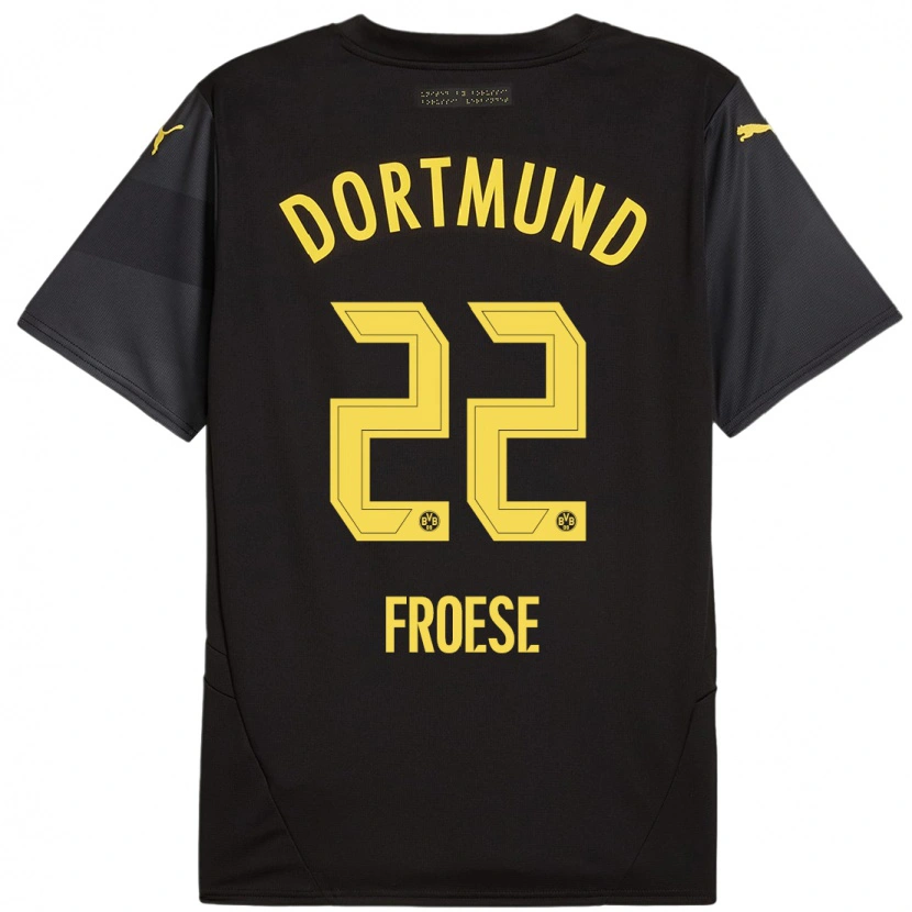Danxen Niño Camiseta Julien Froese #22 Negro Amarillo 2ª Equipación 2024/25 La Camisa México