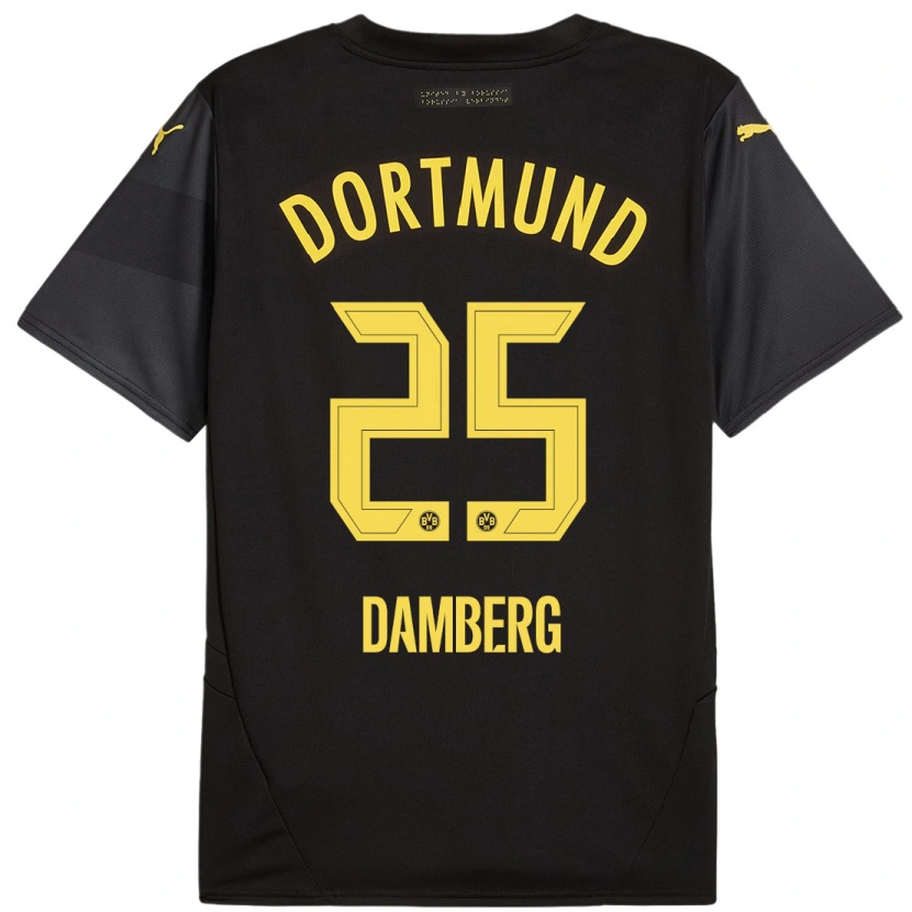 Danxen Niño Camiseta Niclas Damberg #25 Negro Amarillo 2ª Equipación 2024/25 La Camisa México