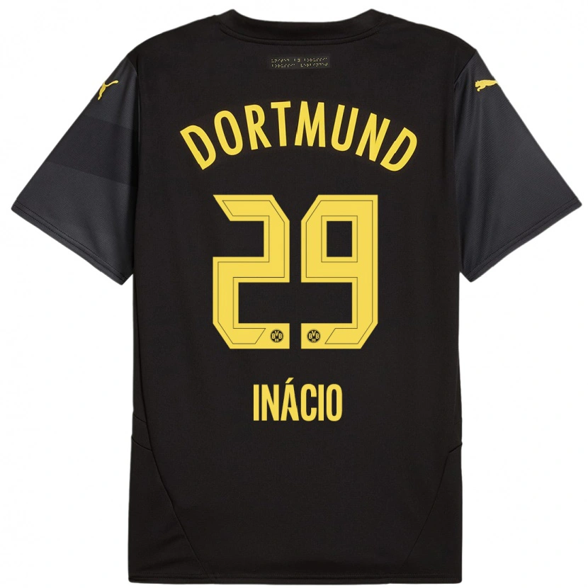 Danxen Niño Camiseta Samuele Inácio #29 Negro Amarillo 2ª Equipación 2024/25 La Camisa México