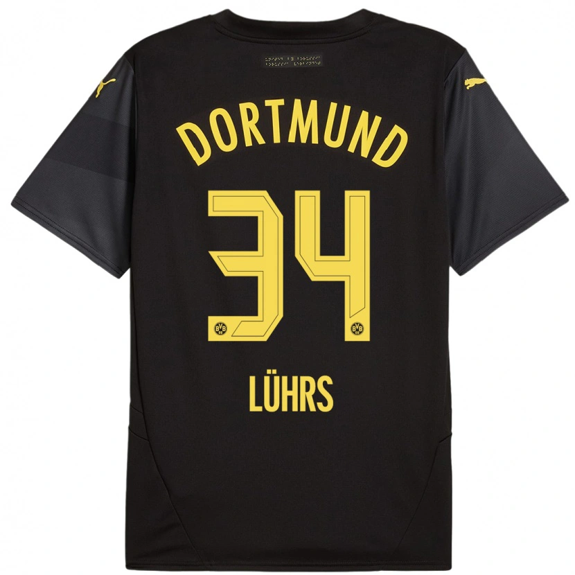 Danxen Niño Camiseta Yannik Lührs #34 Negro Amarillo 2ª Equipación 2024/25 La Camisa México