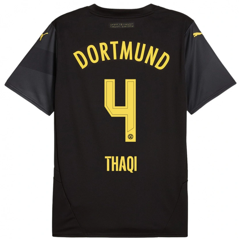 Danxen Niño Camiseta Albin Thaqi #4 Negro Amarillo 2ª Equipación 2024/25 La Camisa México