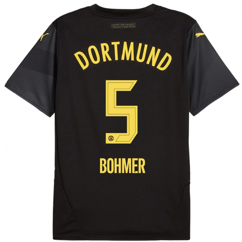 Danxen Niño Camiseta Tim Bohmer #5 Negro Amarillo 2ª Equipación 2024/25 La Camisa México