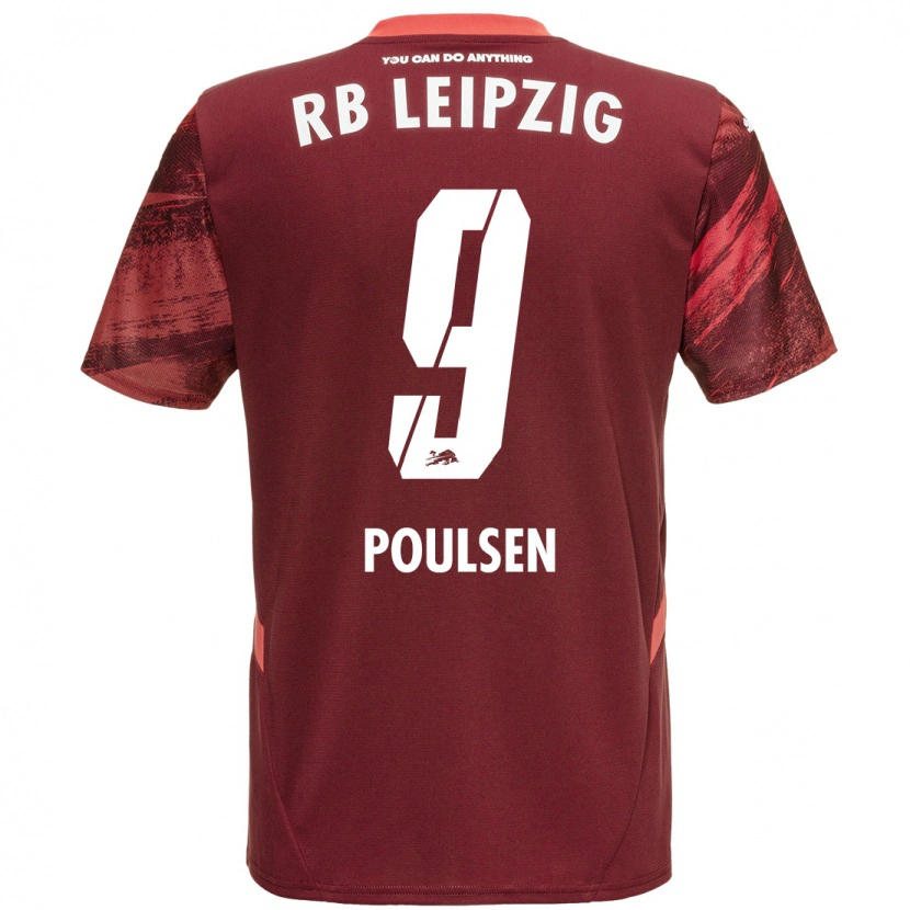 Danxen Niño Camiseta Yussuf Poulsen #9 Borgoña 2ª Equipación 2024/25 La Camisa México