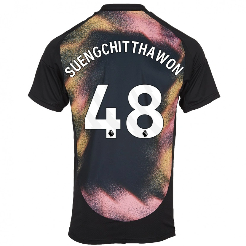 Danxen Niño Camiseta Thanawat Suengchitthawon #48 Negro Blanco 2ª Equipación 2024/25 La Camisa México