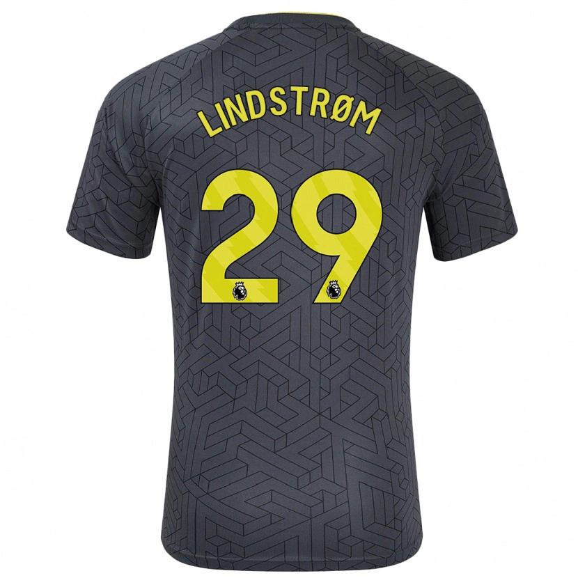 Danxen Niño Camiseta Jesper Lindstrøm #29 Negro Amarillo 2ª Equipación 2024/25 La Camisa México