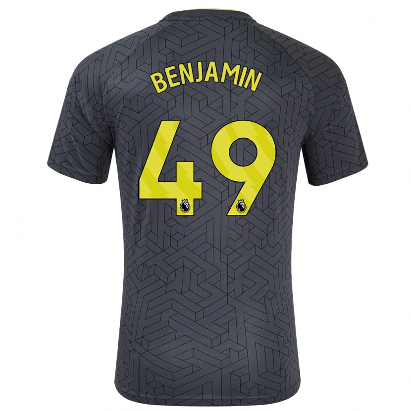 Danxen Niño Camiseta Omari Benjamin #49 Negro Amarillo 2ª Equipación 2024/25 La Camisa México
