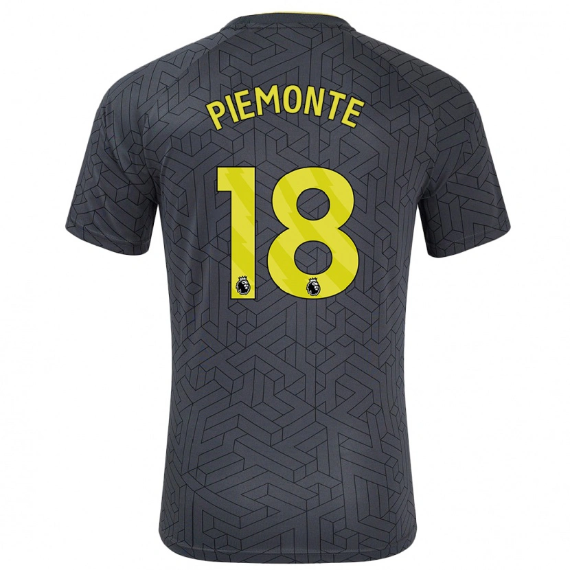 Danxen Niño Camiseta Martina Piemonte #18 Negro Amarillo 2ª Equipación 2024/25 La Camisa México